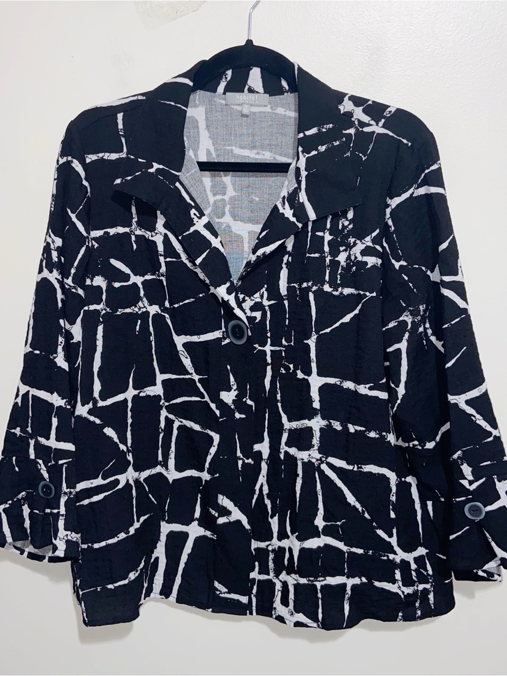 Habitat Top Womens Medium Shirt Black Boho Lagenlook Artsy Modest Mature